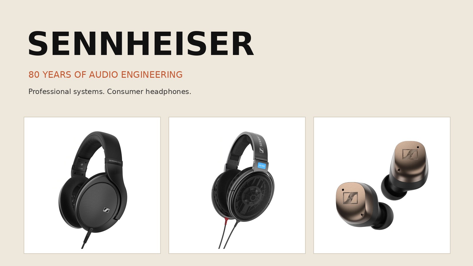 Sennheiser HD 550, HD 600 and MOMENTUM True Wireless 4 products in an editorial collage